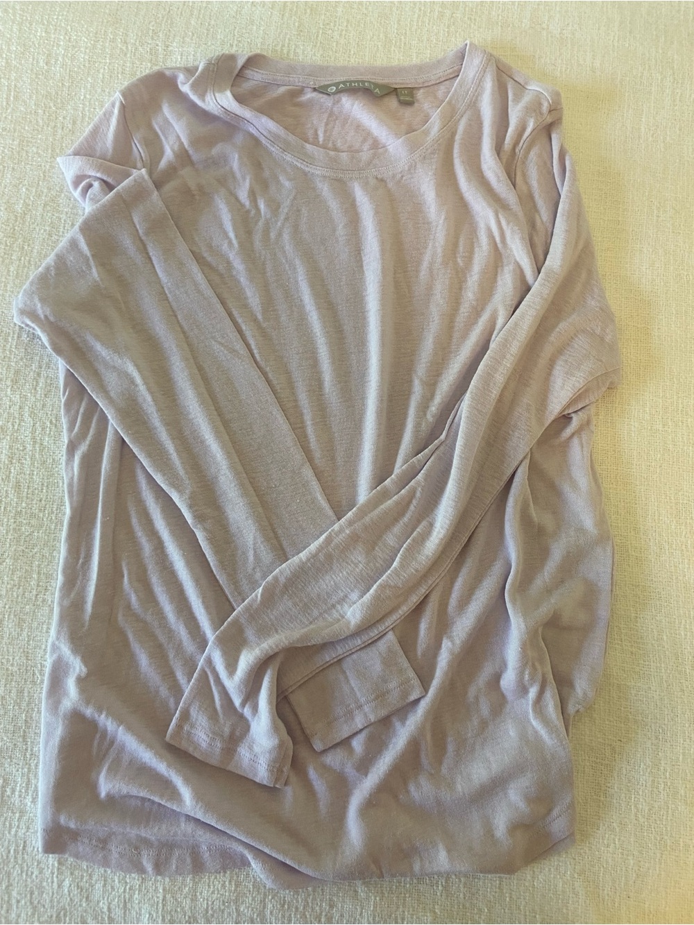 Athleta Lavender Crew Neck Long-sleeve Sheer Women’s Large Tall - Used - Picture 3 of 10